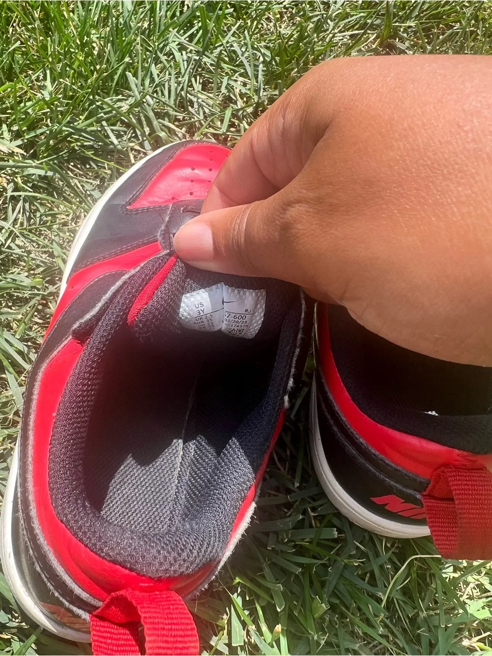 Nike Kids Black and Red High-Top Sneakers with Strap